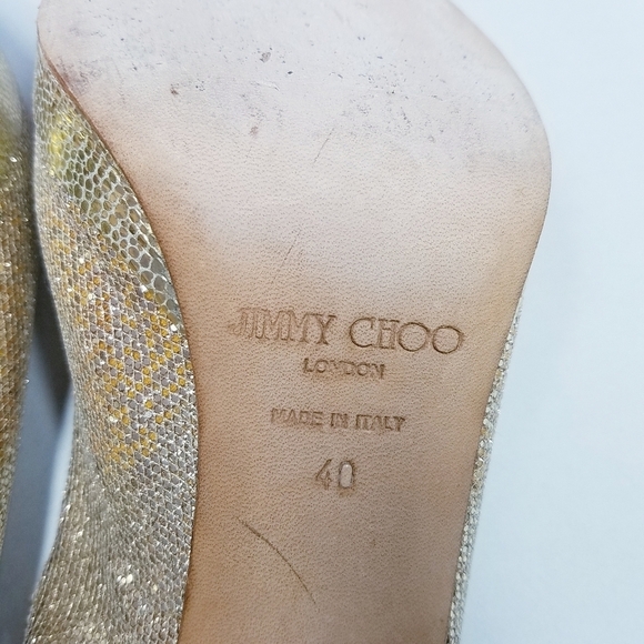 🌸 Jimmy Choo | Golden Slingback Peep toe heels - Picture 7 of 10
